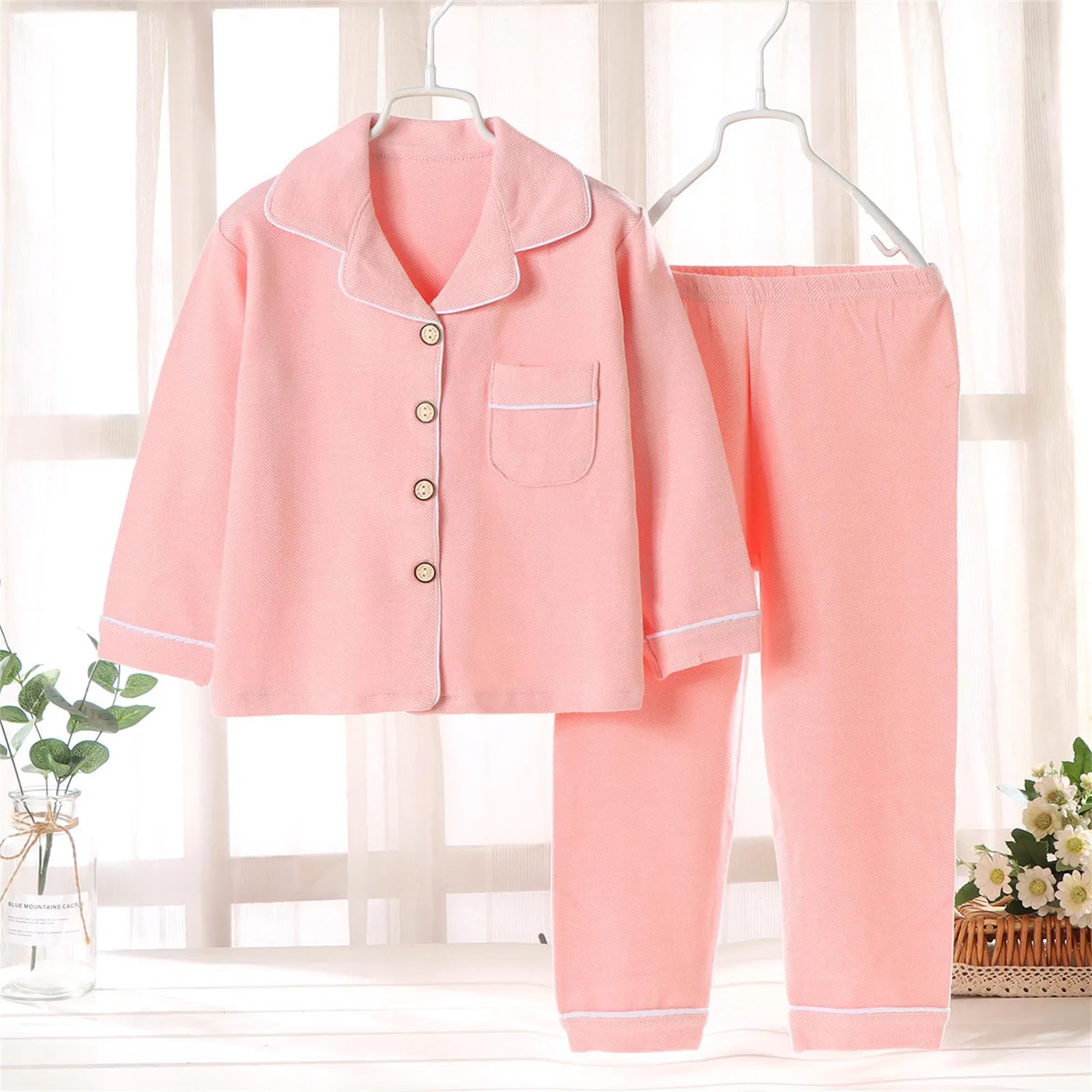 

Осень-зима 2024, Детские комплекты, однотонная цветная Детская Пижама для мальчиков и девочек, детская одежда, длинный рукав + штаны, немецкий бархат, сохраняет тепло