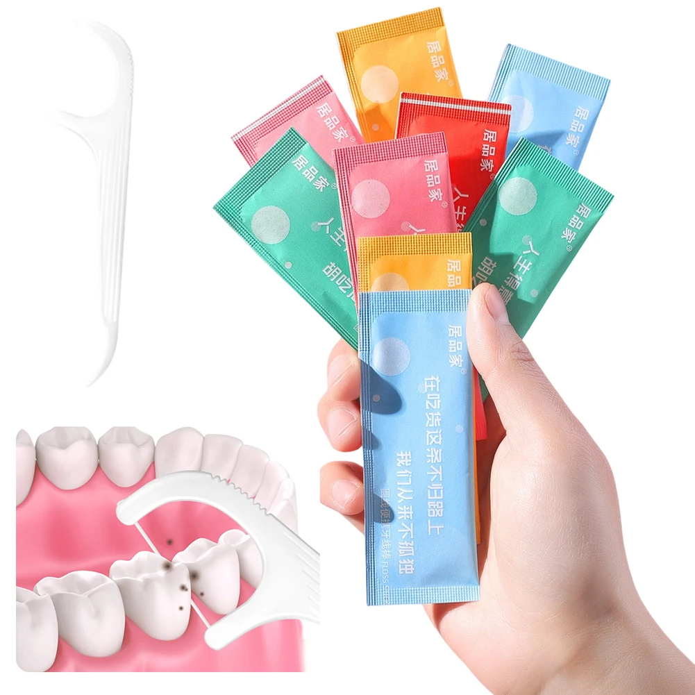 Individually Wrapped Dental Floss Picks Portable Clear Storage Box Disposable Interdental Floss Sticks Travel Oral Care Supplies