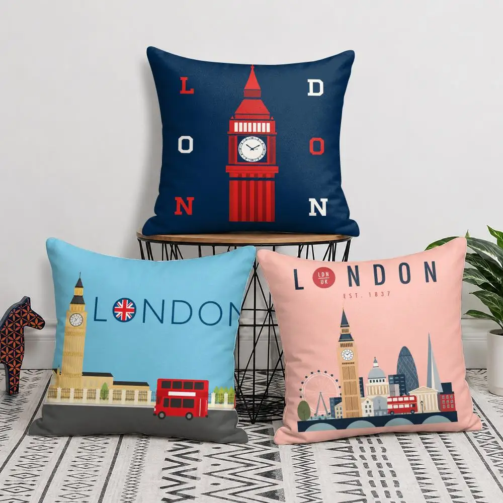 London Big Ben Tower Rome Cushion Cover Short Plush Soft Double-Sided Printing Pillow Case Cozy Sofa Bedroom Home Decor Gift