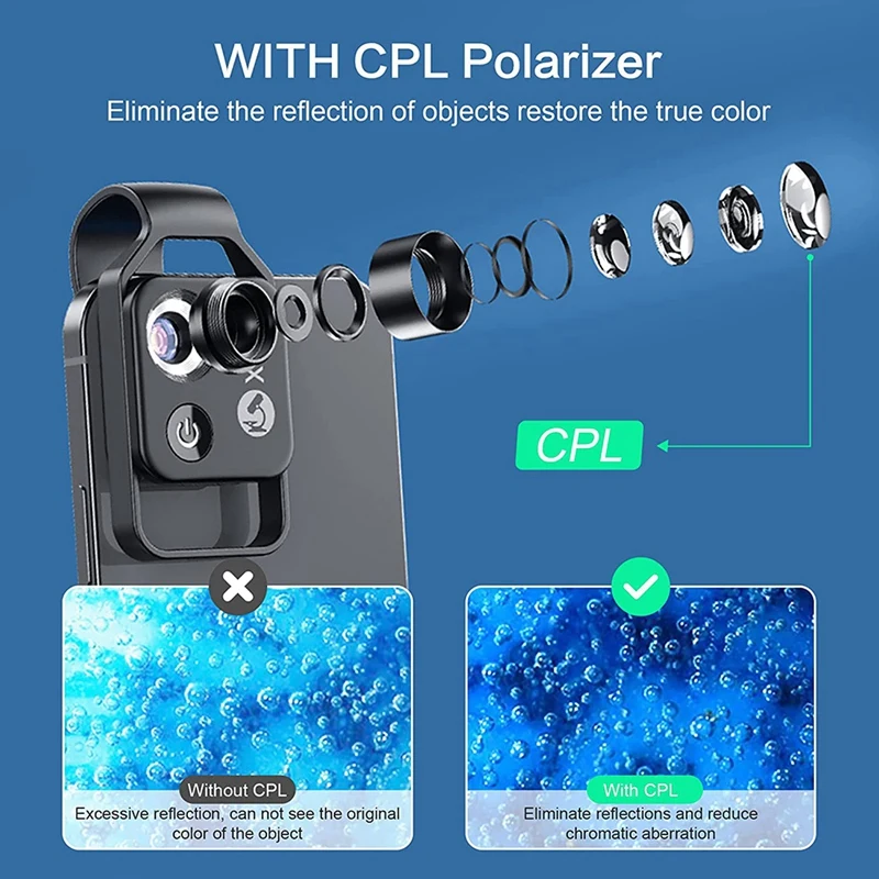 New-200X Cell Phone Microscope Accessory with Window Microscope, Portable Mini Digital Microscope with LED Light/Universal Clip