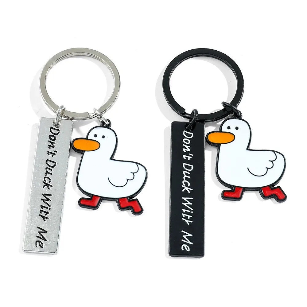 2pcs Trendy Creative Cheering Duck Keychain Pendant Alloy Mini Key Chain Don’t Duck with Me Cute Bag Charms Student Backpack