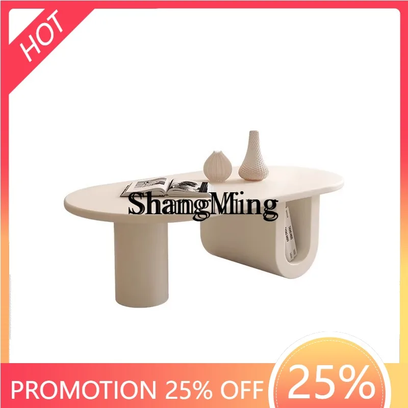 

ZYY fashion coffee table small apartment feeling modern cream style living room household minimalist rock board wooden table