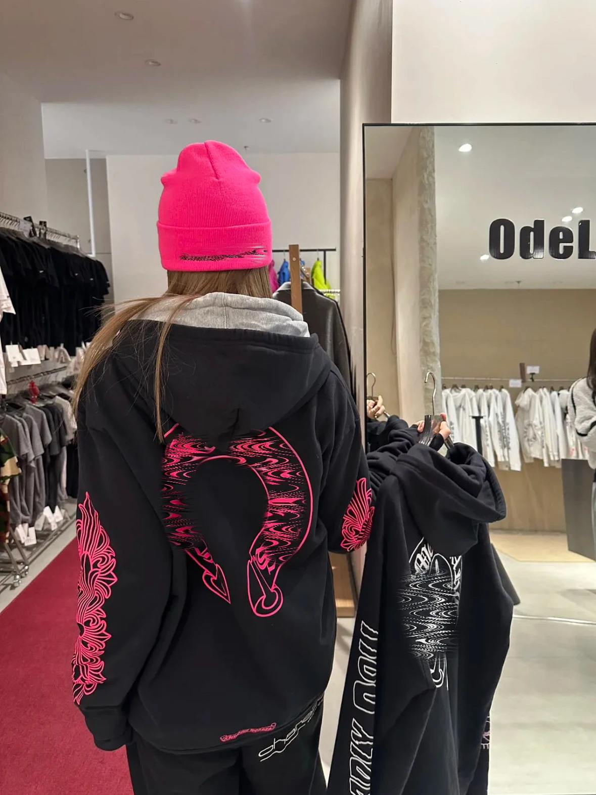 

Strong Happin Heart Soso Independent Vine Pink hoof Arm Bla Pink Zipper Jaet Hoodie Casual Loose Fit Cotton Polye...