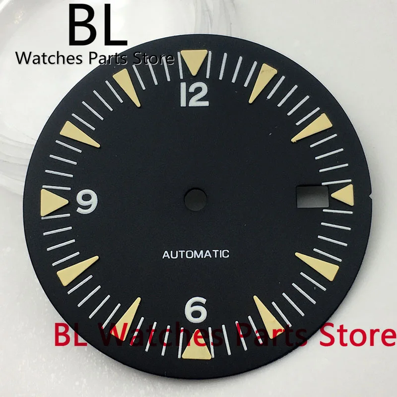 BLIGER 32mm Sterile Watch Dial Black Blue Green Orange Yellow White Time Marks Luminous For NH35 NH36 ETA Miyota Pt5000 Movement