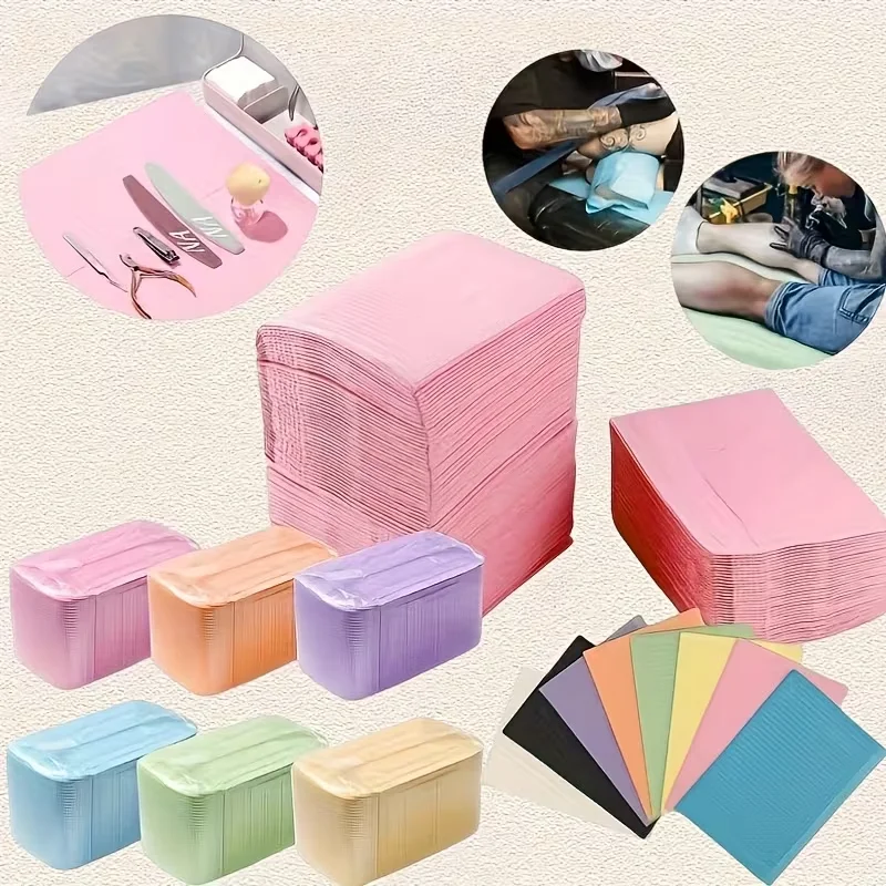 125PCS Nail Art Table Mat Disposable Foldable Clean Pad Beauty Nail Care Polish Waterproof Tablecloth Manicure Tool Lint Paper