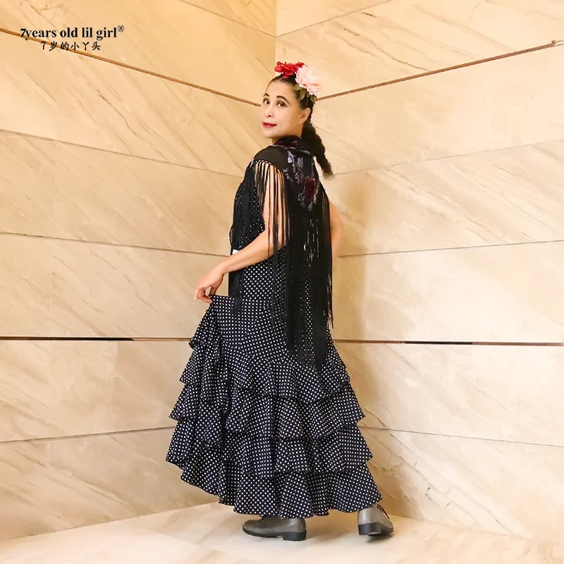 Spanish Dance Dress Flamenco Practice Skirt Wear Women GG04