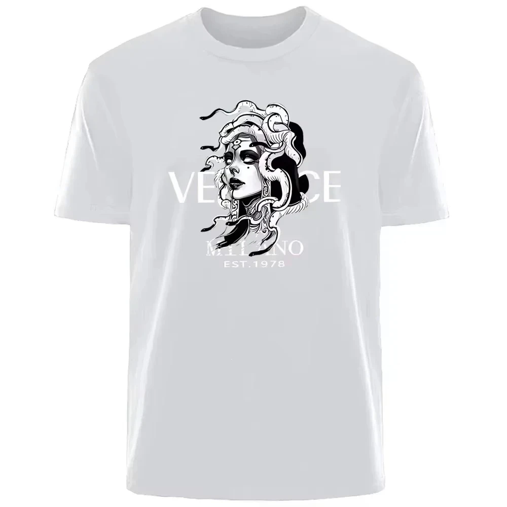 New Italian Popular Luxury Brand Summer Medusa Headshot Printing Daily Commuting Sports Men And Women The Same T-shirt