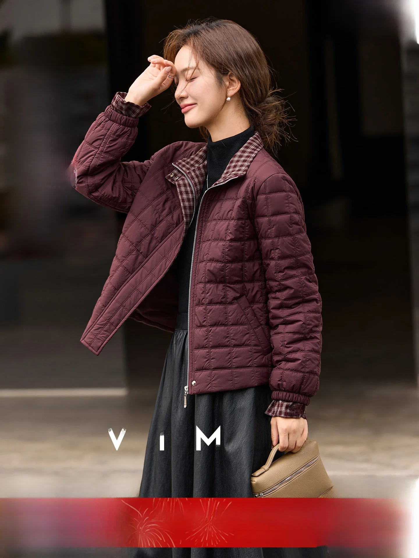 

Women's Thiened Cotton Jaet Stand Collar Zipper Plaid Splicing ort Sle Winter New Arrival Outerwear Faion Commute