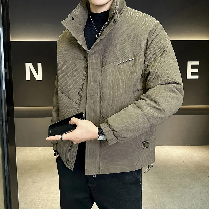 

Модная теплая повседневная мужская куртка-пуховик с защитой от холода, слегка свободного кроя, с воротником-стойкой, из 3D-стереоскопической ткани, в стиле дафлкот