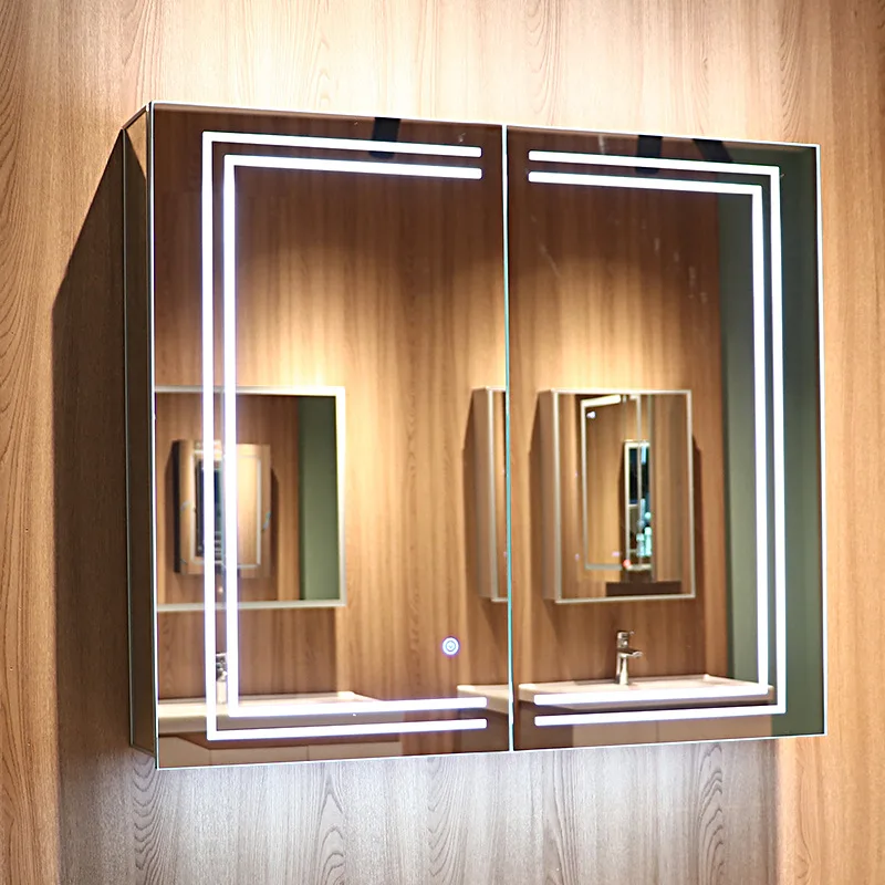 Home improvement building materials American medicine cabinet LED smart bathroom mirror cabinet Wall-mounted bathroom cabinet