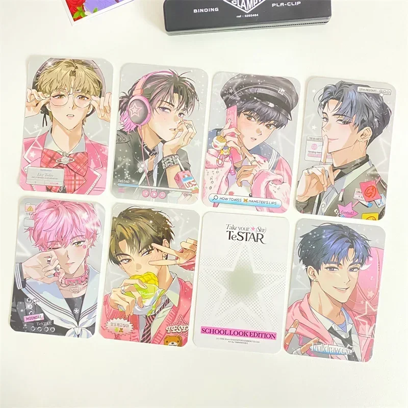 8pcs A Set Korean Comic Style Self-made Fan Photo Card Ins Star Chasing 3 Inch Idol Photo Card