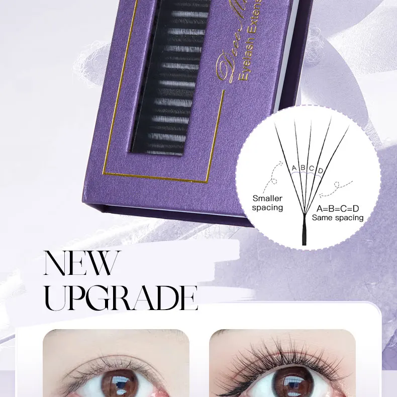 DeceMars V-förmige 5D Wimpernverlängerungen Matt Schwarz 12 Reihen/Tray für Make-up – Detail 2