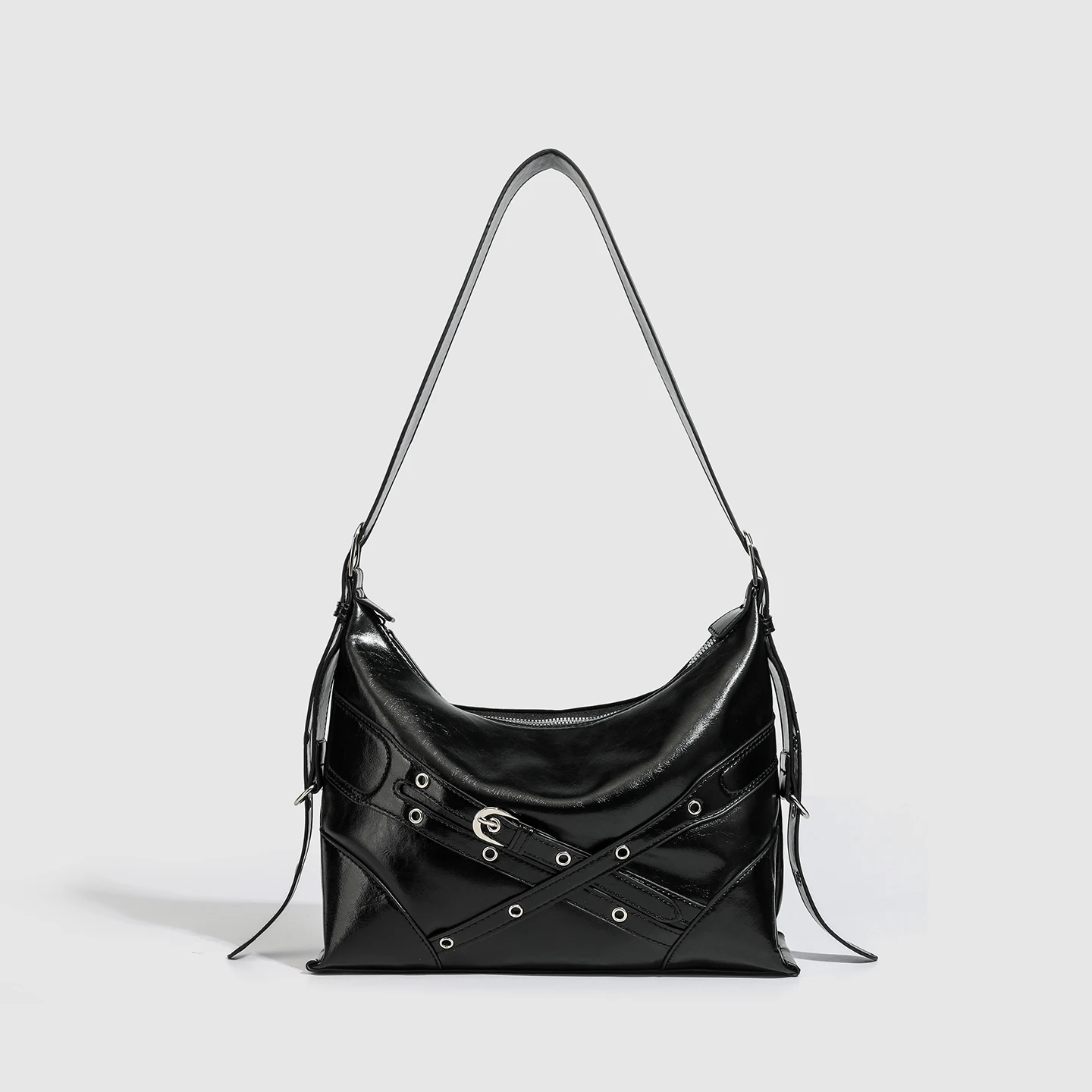 

New fashionable hot girl motorcycle armpit shoulder bag autumn and winter cool girl design large capacity commuter crossbody bag