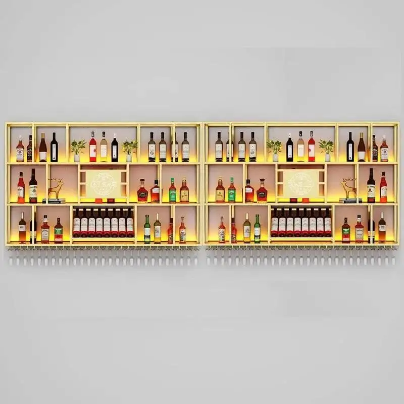 

Wall Mounted Kitchen Wine Cabinets Display Salon Shelf Commercial Storage Wine Rack Club Drink Holder Stockage Vin Furniture