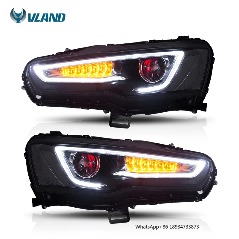 VLAND Factory LED Headlight Head Lamp sequentail demon eyes 2008-2017 For Galant/Lancer Fortis hatchback lancer Head lights