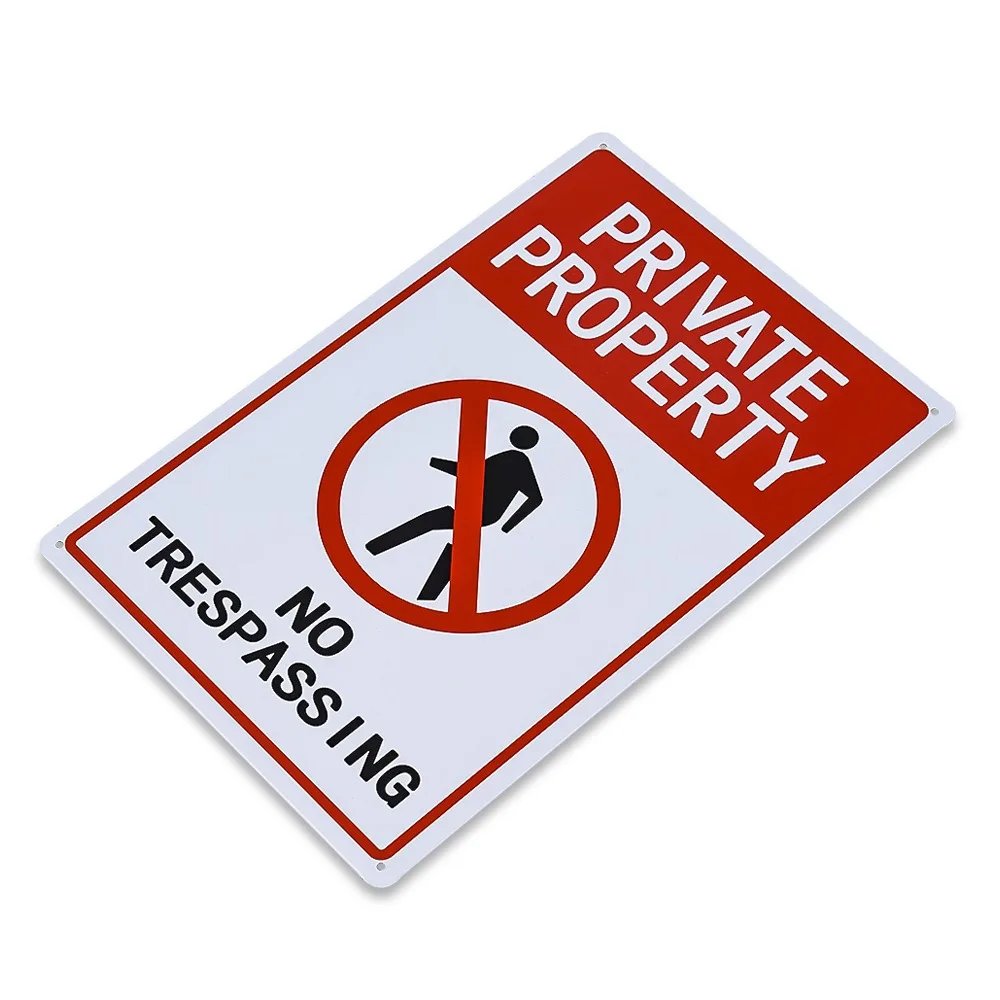 Pack Private Property No Trespassing Sign 12 x 8 Inches UV Protected Metal Sign