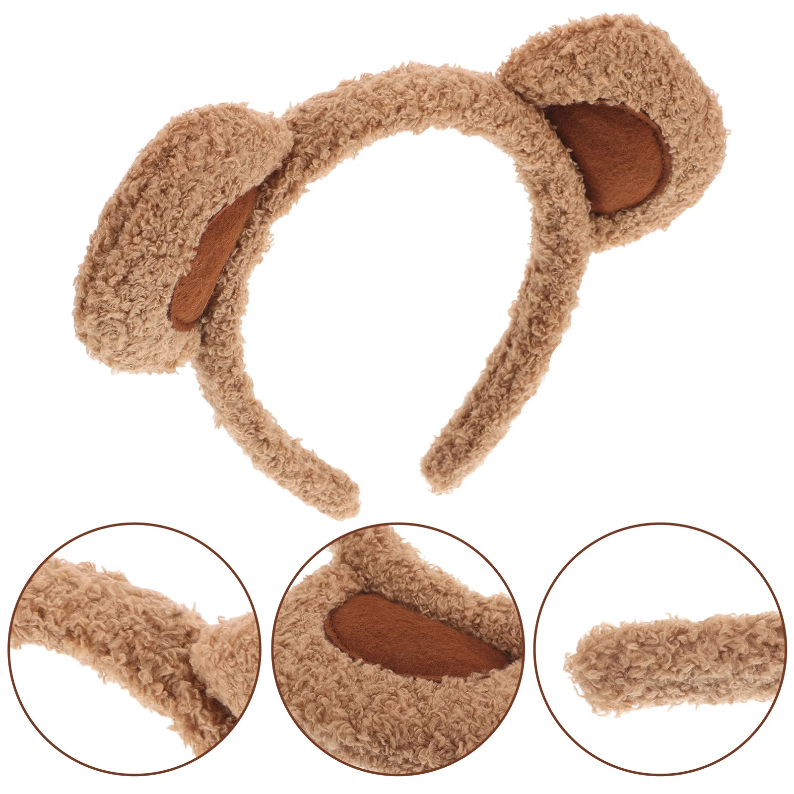 Plush Bear Dark Makeup Headband Mouse Ears Headband Brown Animal Hair Accessories Women Headdress Elastic Colors