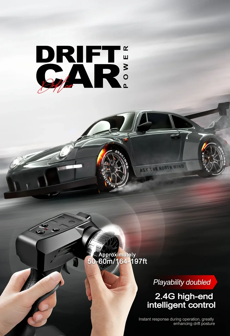 Oike 4WD Ferngesteuertes Drift-Auto 1:24 Mini Ferngesteuertes Rennauto Modell 2.4G Funk Hochgeschwindigkeits 4X4 RC Auto Fahrzeug Spielzeug – Detail 6