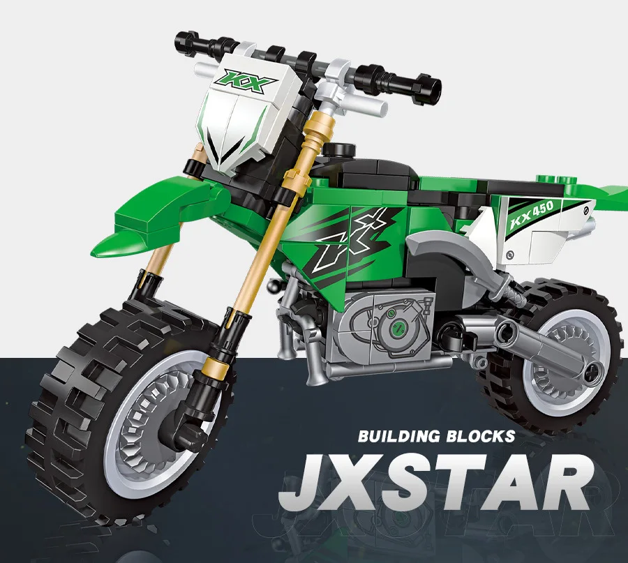 Speed Motorrad MOC Baustein Japan Motor KW Dirt Bike KX450 Modellbausatz Bausteine Konstruktionsspielzeug Motorrad für Geschenke – Detail 8