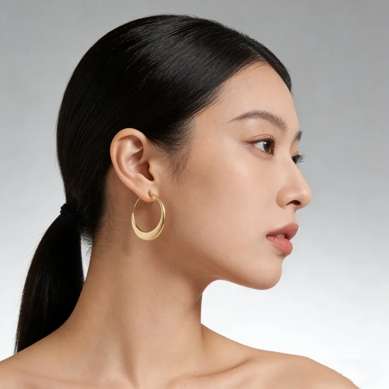 Elegant Concise Design Golden Plated Hoop Earrings for Women Bohemian Style Daily Versatile for Wedding Vintage Perfect Jewelry