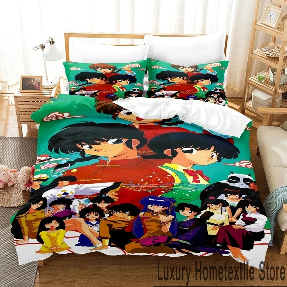 3D Print Anime Ranma 12 Bedding Set Boys Girls Twin Queen King Size Duvet Cover Pillowcase Bed boys Adult Home Textileextile