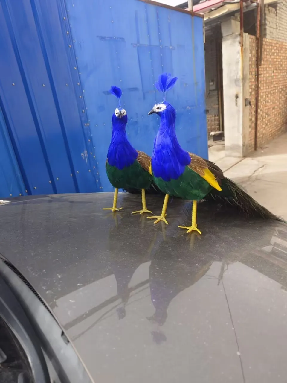 a pair of beautiful foam&feathers bird simulation peacock model handicraft garden decoration about 80cm