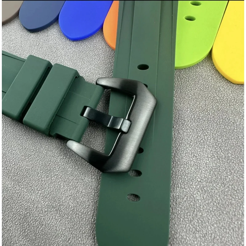 Cinturino in gomma morbida adatto per accessori cinturino Panerai per cinturini pam111/441/389 24mm con fibbia Tang