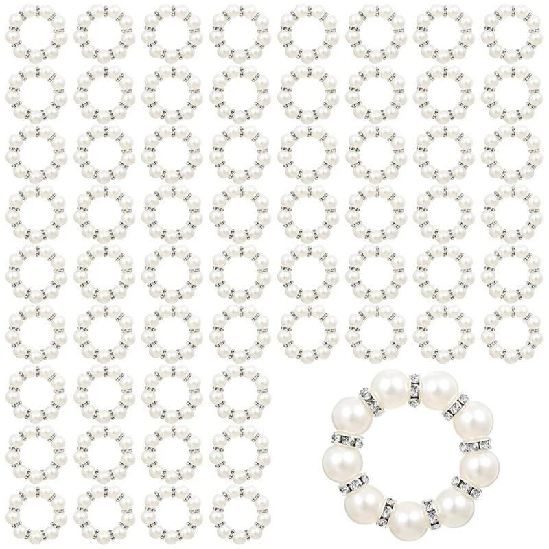 Pearl Napkin Rings Imitation Pearl Beaded Rhinestone Napkin RingJAS
