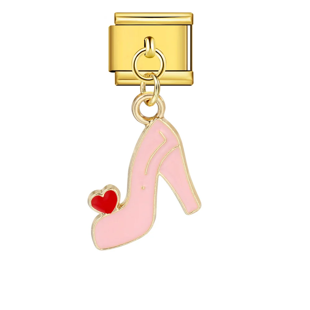 Neue trendige High Heels mit Zirkonia-Verzierungen, italienische Charm-Links passend für 9mm Edelstahl-Armbänder, Schmuck zum Selbermachen für Frauen und Mädchen. – Detail 6