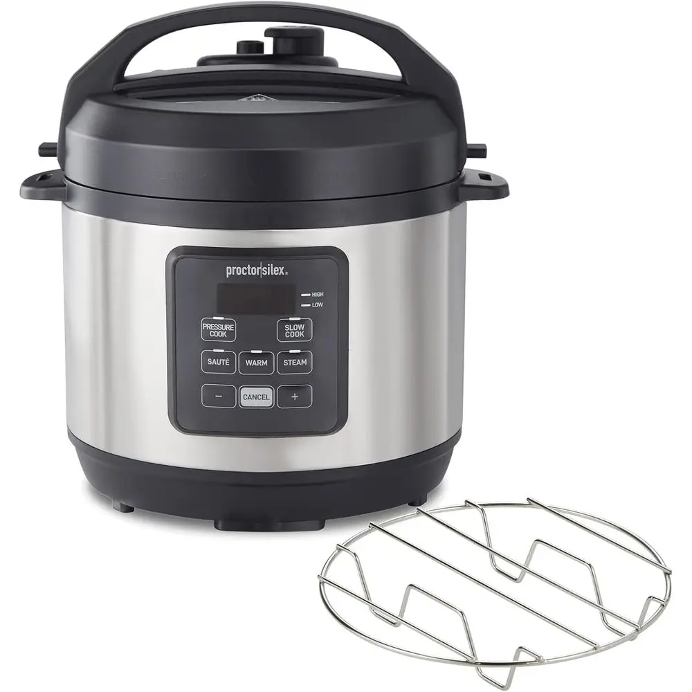 

4-in-1 3-Quart Electric Pressure Cooker with Slow Cook, Steam, Sauté, Rice Functions, Stainless Steel