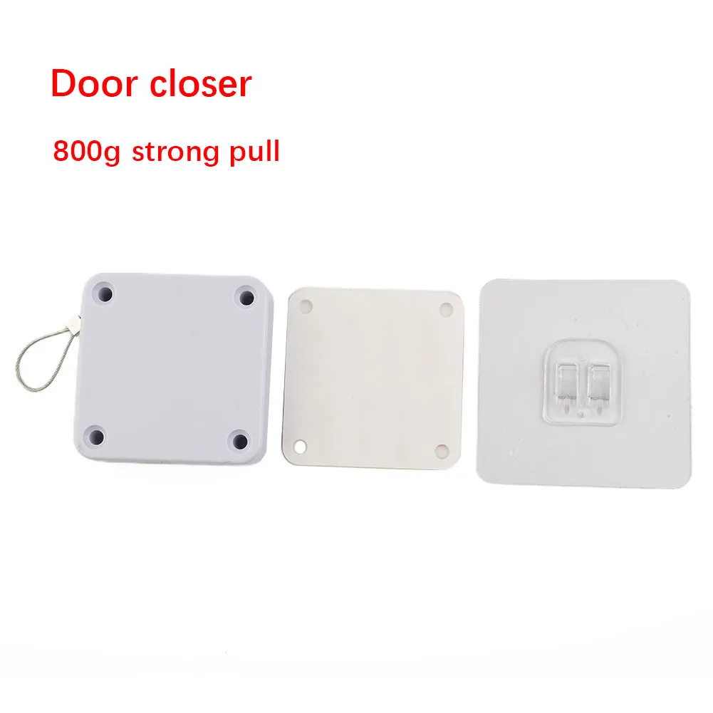 1set Punch-Free Automatic Door Closer 800g Tension Closing Device Single  Left Right Double Door Hardware Tool Accessories