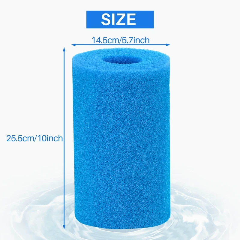 Type B Washable Pool Sponge Filter, Reusable Swimming Cartridge Foam Filter For Compatible With In-Tex Type B (2 Pcs)