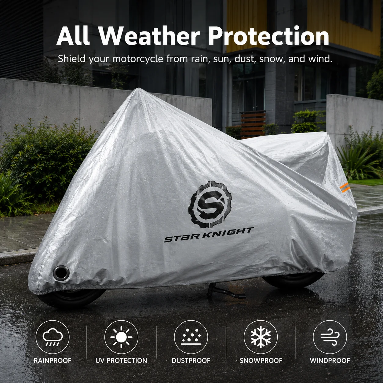 STAR KNIGHT SKC6 Motorcycle Cover Waterproof UV Dust Snow Windproof Outdoor Storage Protector with Lock Hole for Scooter Bike