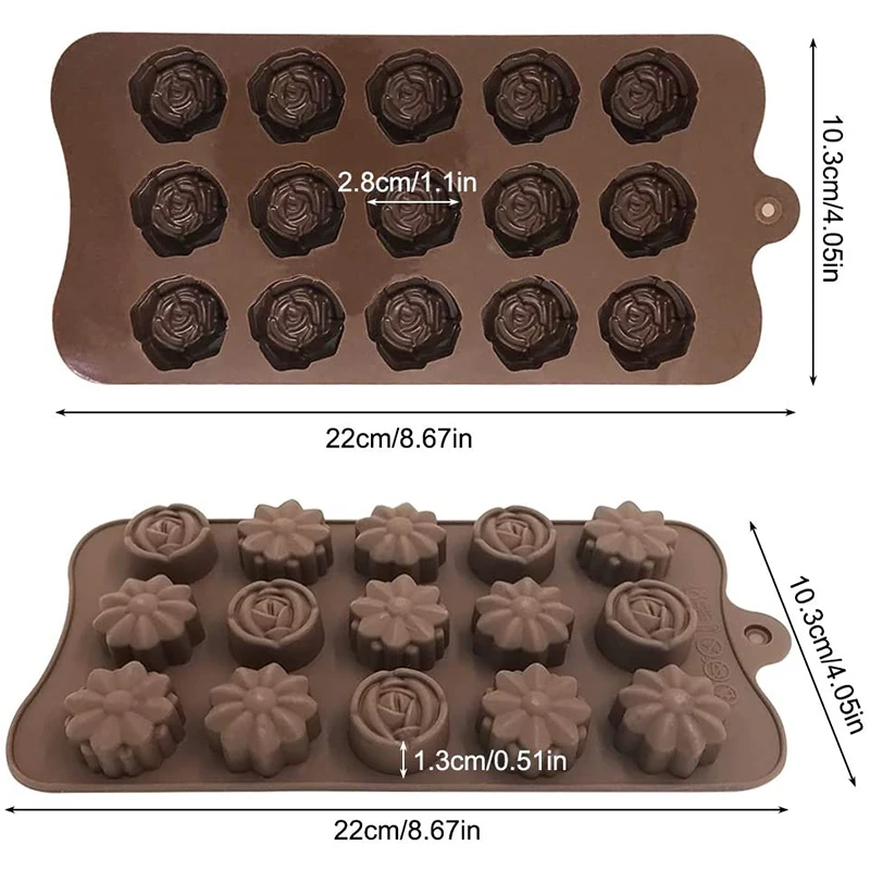 Rose Flower Heart Chocolate Mold Waffle Alphanumeric Applicable Candy Ice Cube Jelly Handmade Soap Cake Decoration Baking Mold