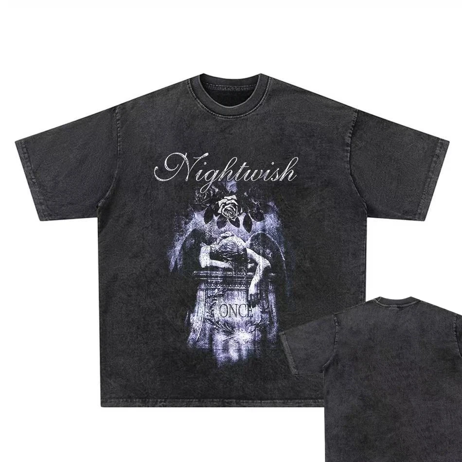 

Футболка Guns n Roses Band Rock Guns Flower Vintage Washed Vintage с коротким рукавом Digital Direct Spray Летняя мужская новая повседневная свободная одежда