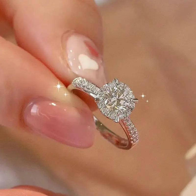 

Платиновое кольцо со звездным переплетением и прямой ручкой с муассанитом и бриллиантом, 50 очков, серьги-гвоздики с муассанитом на 1 карат