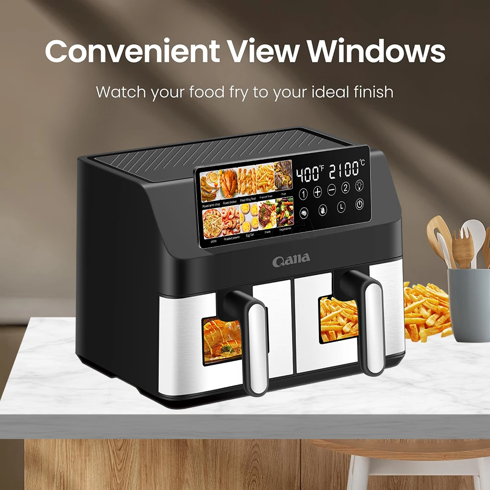 &* 10L Commercial Dual Air Fryer With Digital Touch Screen Non-Stick Baskets High Capacity OEM For Restaurants Bulk Orders
