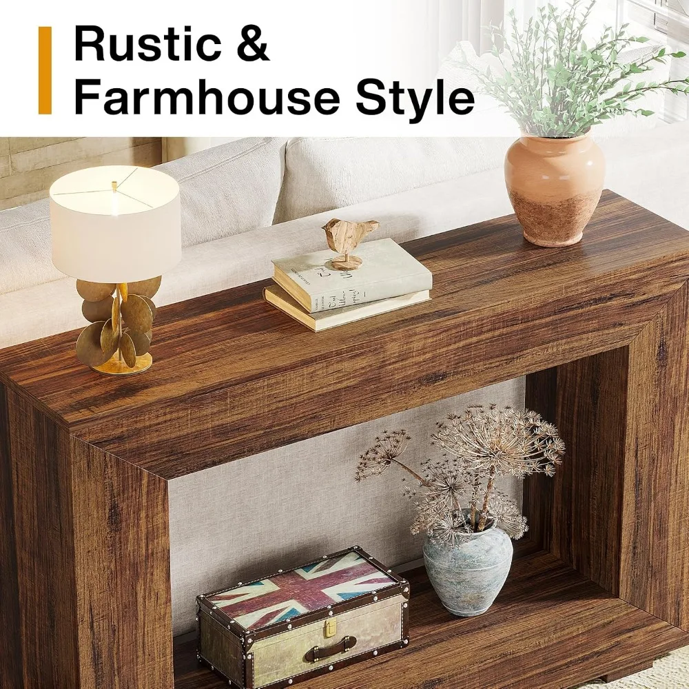 47 Inch Farmhouse Console Table with Storage for Entryway and Living Room view 6