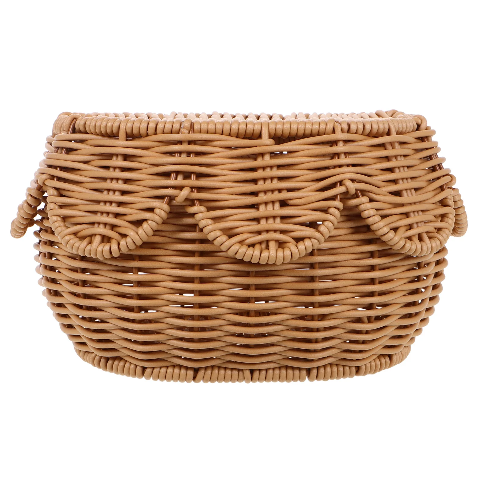 

Round Wicker Storage Basket with Lid Handmade Seagrass Box for Makeup Organizing Household Items Dustproof Covered Basket