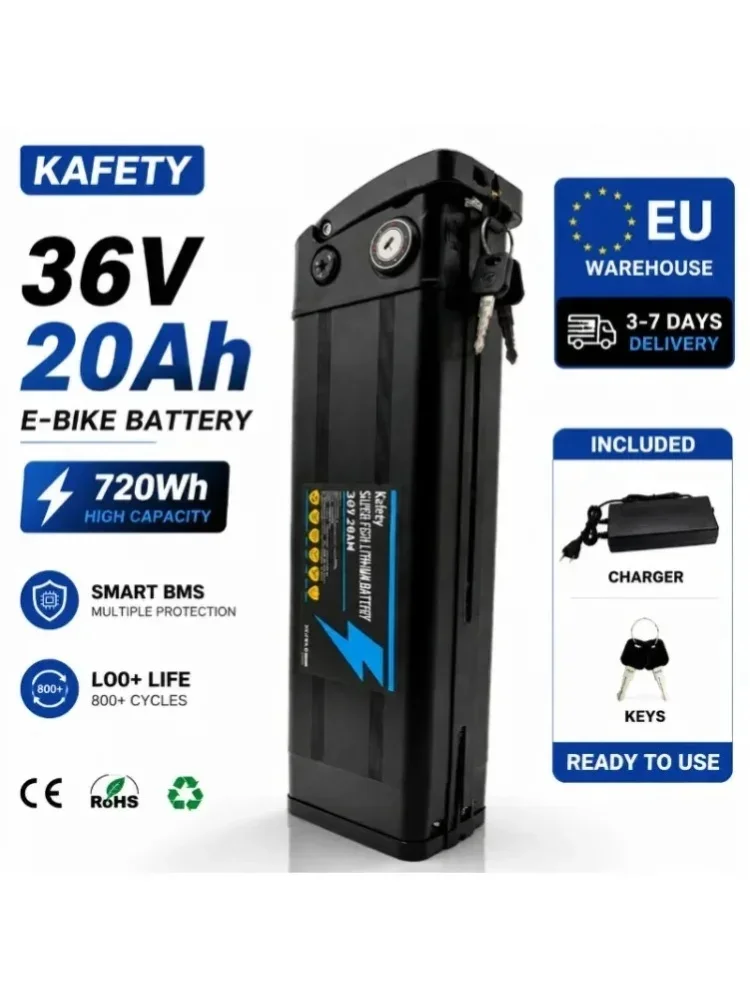 36V 48V 20Ah E-Bike Lithium-Akku 750W 1000W Motorakku 18650 Zellen Langstrecken-Elektrofahrrad-Akku Abnehmbare Stromversorgung IP65 Wasserdicht EU Polen Schnelle Lieferung