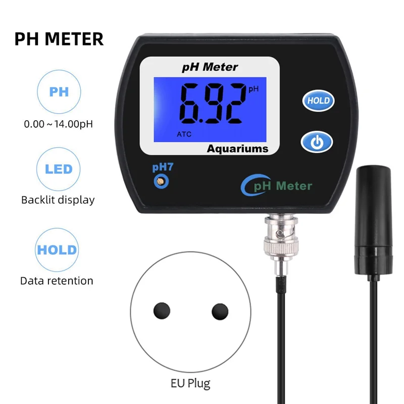 Medidor De PH Preciso Para Aquário, Multi-Parâmetro, Monitor De Qualidade Da Água, Monitor De PH On-line, Acidometer, EU Plug