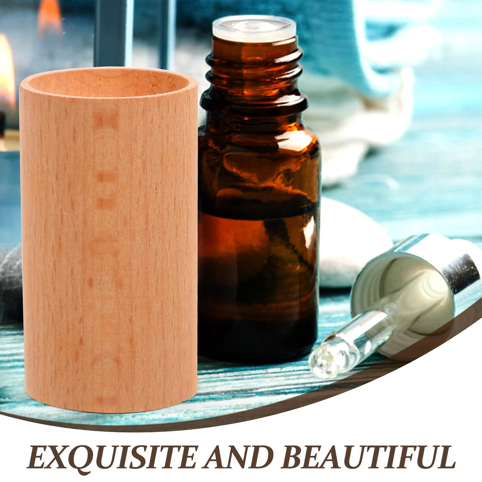 

Beech Wood Aromatherapy Diffuser Essential Oil Car Home Decor Small Size Wood Fragrance Ornament Office Bedroom Use