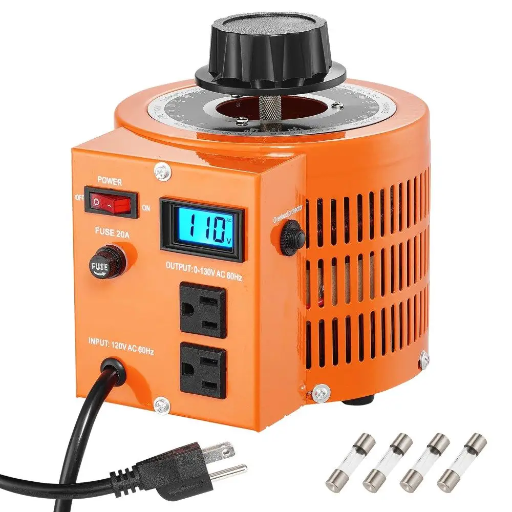 

2000VA Voltage Regulator 15.3A Adjustable 110V Input 0-130V Output AC Transformer with LCD Display for home Office Use