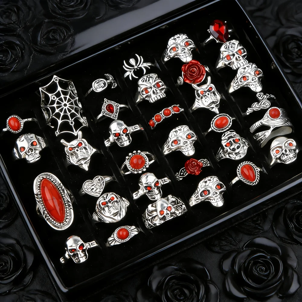 Gothic Skull Ring - 10/20/30Pcs/Lot Fashion Gothic Vintage Charm Punk