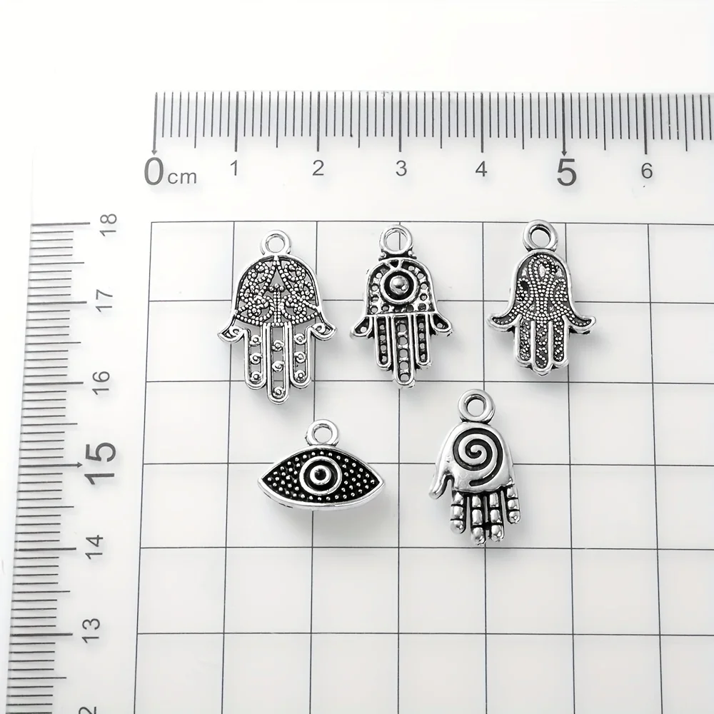 20pcs Mixed Vintage Hand Evil Eye Charms Alloy Metal Hamsa Pendants For DIY Bracelet Necklace Accessories Jewelry Making