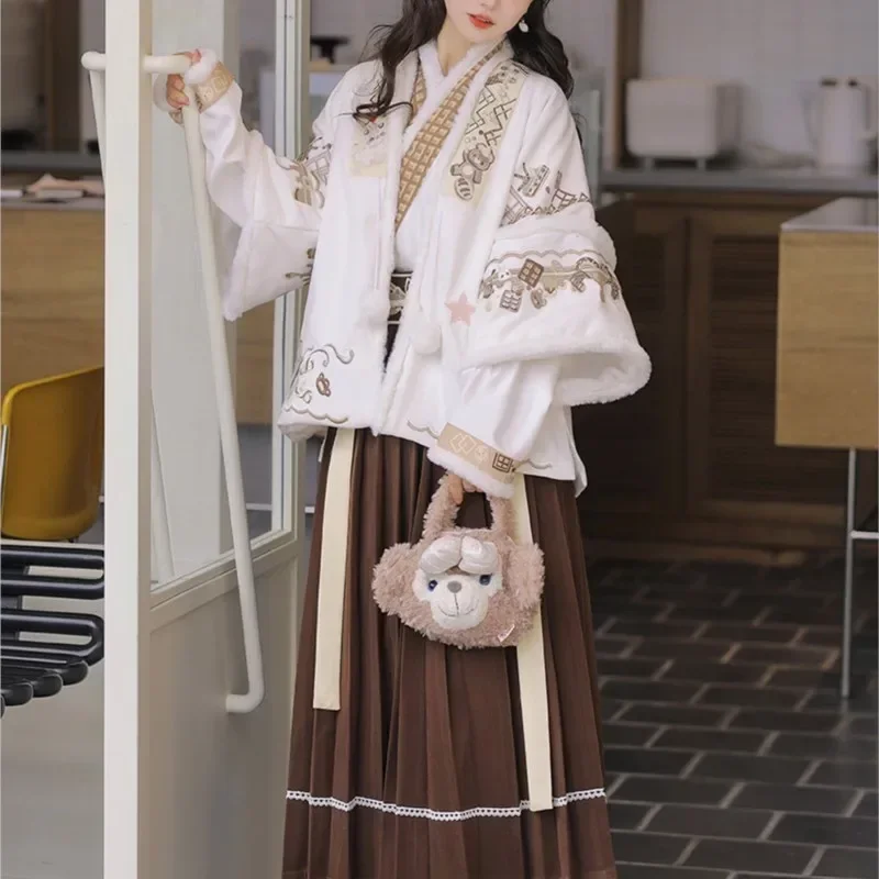 Winter Original Hanfu Dress Women Coat Daily Improvement Chinese Style Han Elements New Year's Greeting Costume Ancient Costume