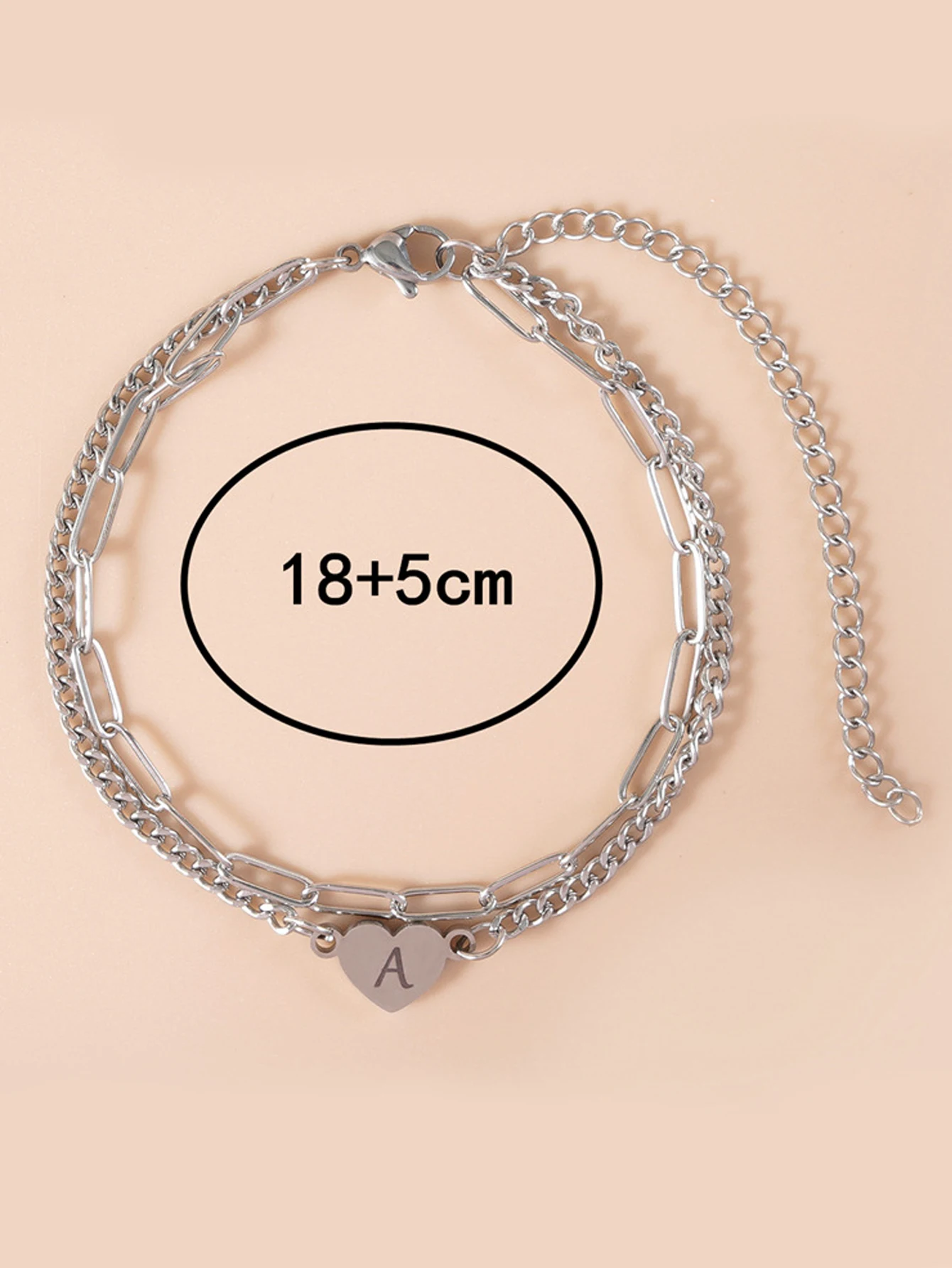 1 stainless steel fashion jewelry couple bracelet with chain, punk style, 26 letters and titanium steel