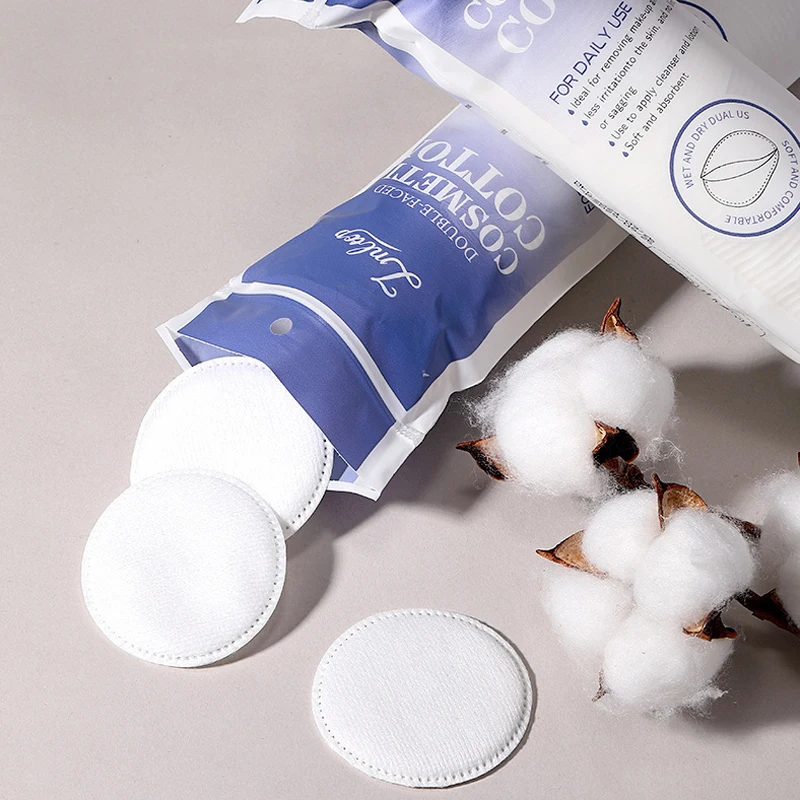 100/400 قطعة من وسادة القطن المستديرة الناعمة والمسامية ذات الملمس على الوجهين تستخدم لتنظيف الوجه اليومي وإزالة المكياج #1