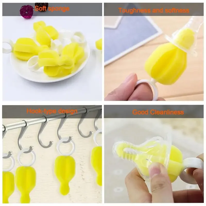 Sponge Nipple Brush 1Pc Baby Milk Bottle Washing ToolBottle Nipple Cleaner Nipple Scrubber Nipples Brush For Cup