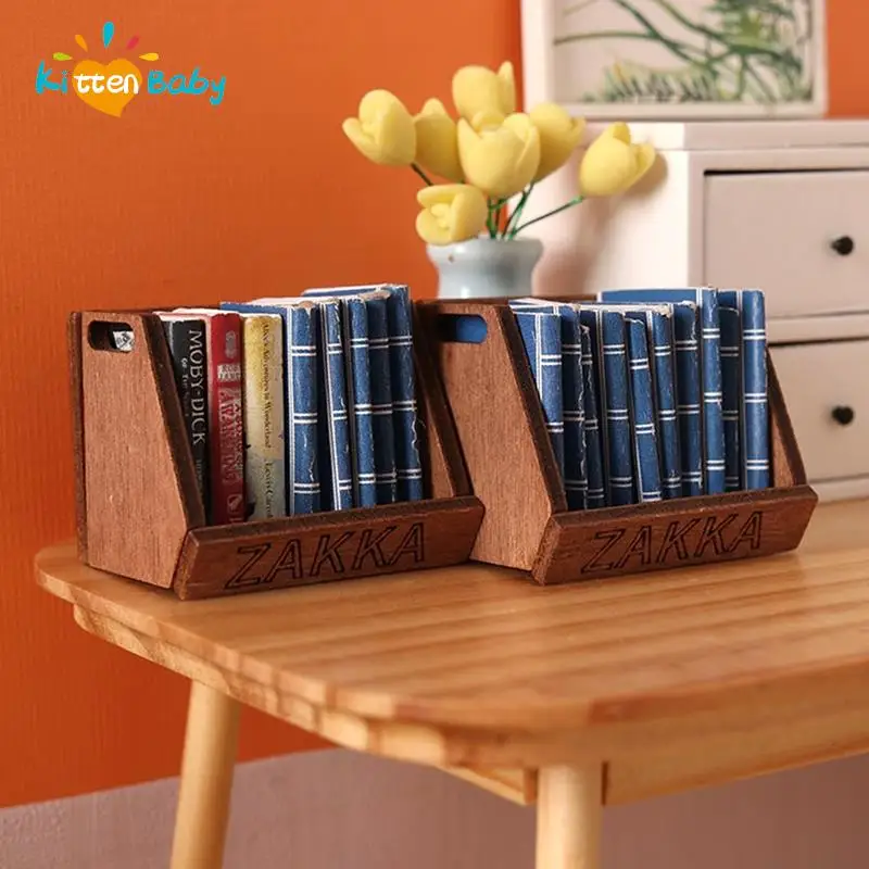 1:12 Dollhouse Miniature Bookcase Magazine Rack Storage Basket Mini Bookshelf for Doll House Furniture Accessories Toy